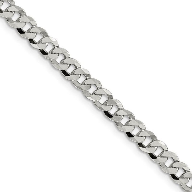 5mm, Sterling Silver, Solid Beveled Curb Chain Necklace, 22 Inch